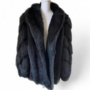 Style VI Ltd. Vintage Women’s Faux Fur Black Chevron Sleeve Fur Coat est. size L